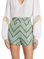 Kaiya Chevron Cotton-Blend Shorts