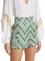 Kaiya Chevron Cotton-Blend Shorts