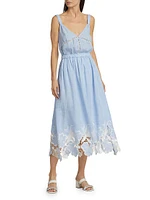 Aubriella Linen Lace-Trimmed Midi-Dress