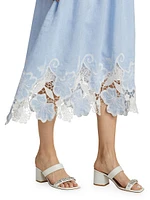 Aubriella Linen Lace-Trimmed Midi-Dress