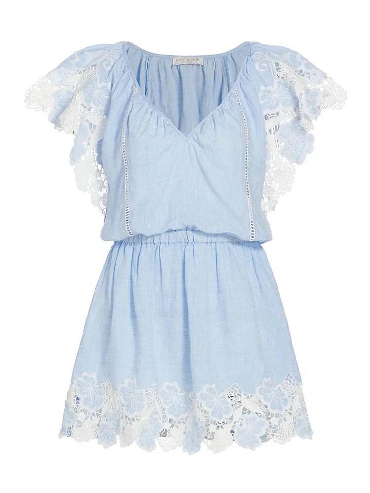 Rya Linen Lace-Trimmed Minidress