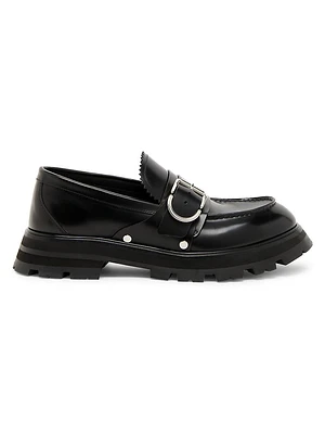 Buckle-Accented Leather Loafers