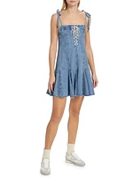 Flounce Denim Minidress