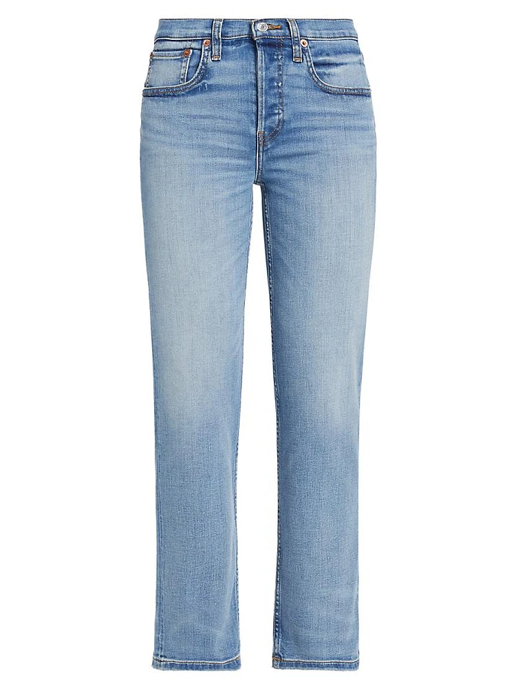 Mid-Rise Stovepipe Stretch Crop Jeans