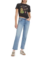 Mid-Rise Stovepipe Stretch Crop Jeans