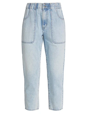 Arya Cropped Denim Cargo Pants