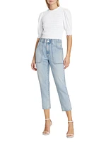 Arya Cropped Denim Cargo Pants