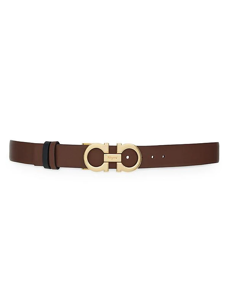 Gancini Reversible & Adjustable Cut-to-Size Hammered Leather Belt