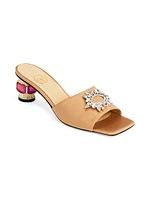 Aurum 50MM Crystal-Embellished Silk Mules