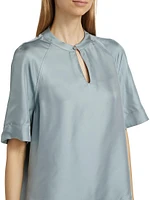 Zeus Silk Short-Sleeve Blouse