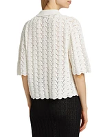 Adria Pointelle Knit Cotton Cardigan