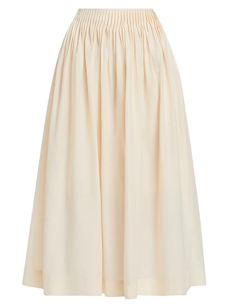 Artemis Gathered Cotton-Silk Skirt