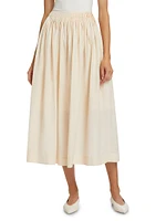 Artemis Gathered Cotton-Silk Skirt