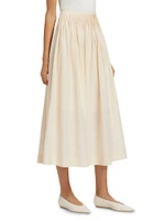 Artemis Gathered Cotton-Silk Skirt