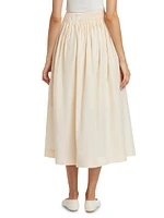 Artemis Gathered Cotton-Silk Skirt