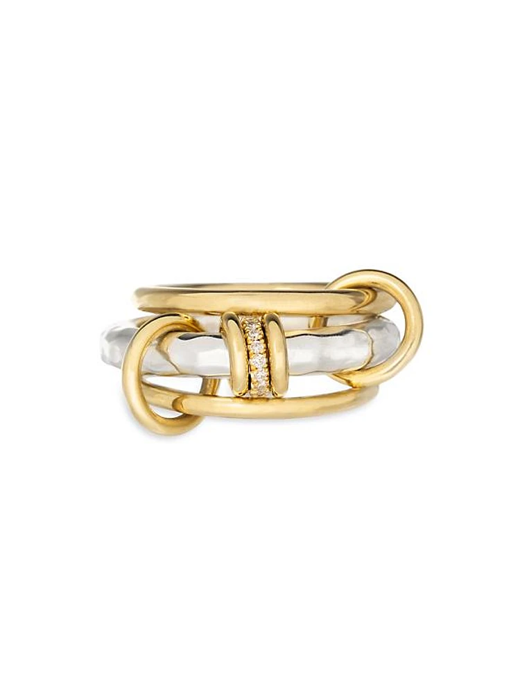 Gemini Vulcan 18K Yellow Gold, Sterling Silver & 0.09 Diamond Three-Band Ring