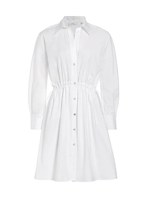 Drawstring Ruched Mini Shirtdress