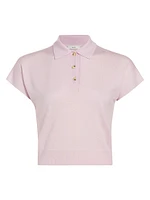 Cap-Sleeve Knit Polo Shirt