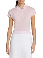 Cap-Sleeve Knit Polo Shirt