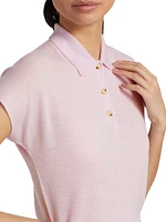 Cap-Sleeve Knit Polo Shirt