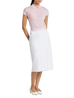 Cap-Sleeve Knit Polo Shirt
