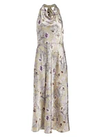 Wild Flower Cowlneck Halter Dress