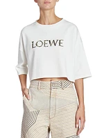 LOEWE x Paula's Ibiza Raffia Logo Crop T-Shirt