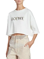 LOEWE x Paula's Ibiza Raffia Logo Crop T-Shirt