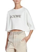 LOEWE x Paula's Ibiza Raffia Logo Crop T-Shirt