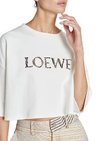 LOEWE x Paula's Ibiza Raffia Logo Crop T-Shirt