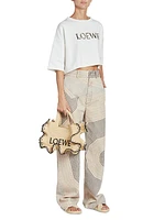 LOEWE x Paula's Ibiza Raffia Logo Crop T-Shirt