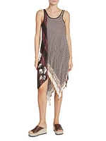 LOEWE x Paula's Ibiza Scarf-Print Asymmetric Midi-Dress