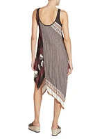 LOEWE x Paula's Ibiza Scarf-Print Asymmetric Midi-Dress