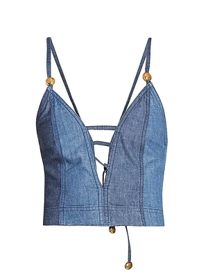 LOEWE x Paula's Ibiza Strappy Cotton Chambray Top