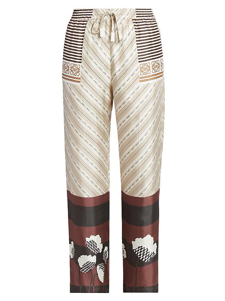 LOEWE x Paula's Ibiza Scarf-Print Silk-Blend Pants