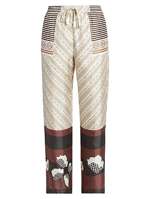 LOEWE x Paula's Ibiza Scarf-Print Silk-Blend Pants