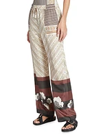 LOEWE x Paula's Ibiza Scarf-Print Silk-Blend Pants