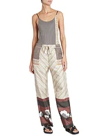 LOEWE x Paula's Ibiza Scarf-Print Silk-Blend Pants