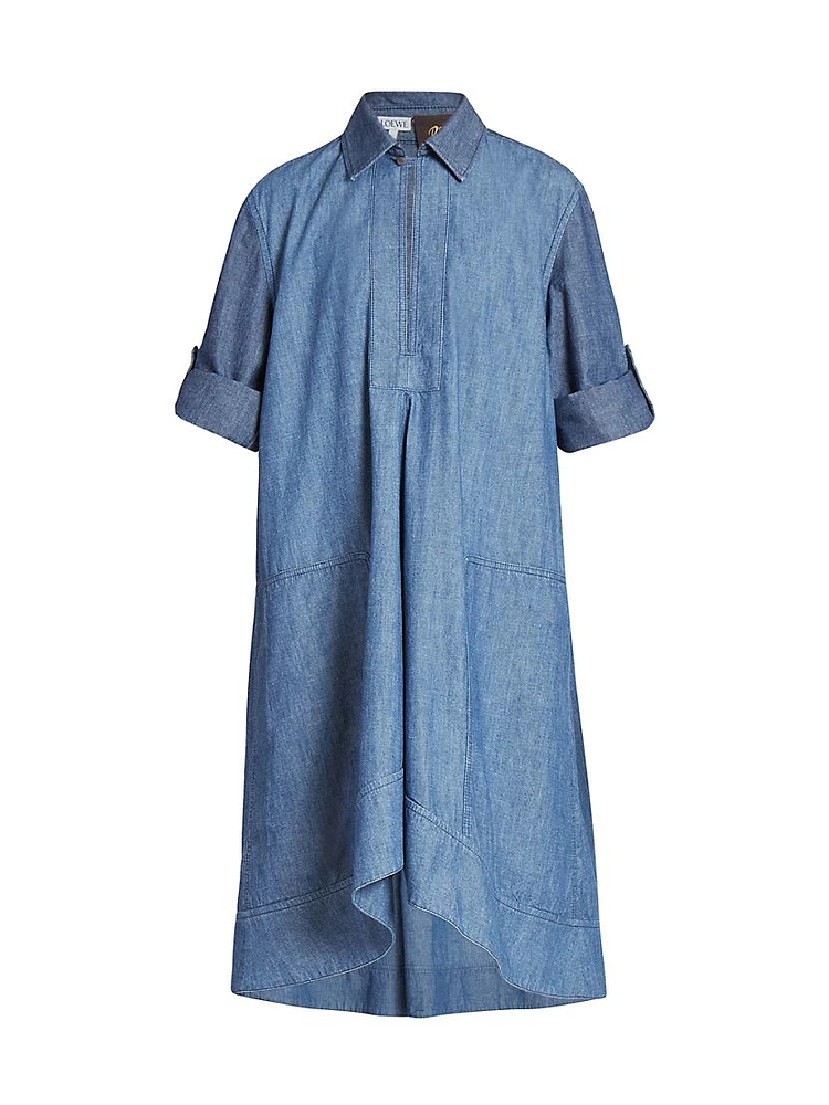 LOEWE x Paula's Ibiza Two-Tone Chambray Tunic Dress