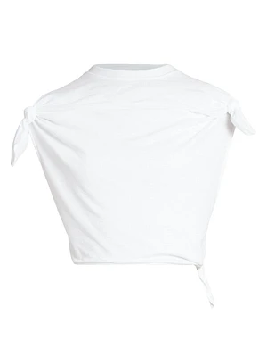 LOEWE x Paula's Ibiza Knot-Tie Cotton-Blend Jersey Crop Blouse