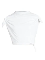 LOEWE x Paula's Ibiza Knot-Tie Cotton-Blend Jersey Crop Blouse