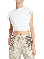 LOEWE x Paula's Ibiza Knot-Tie Cotton-Blend Jersey Crop Blouse