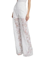 Floral Lace Wide-Leg Pants