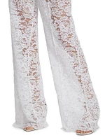 Floral Lace Wide-Leg Pants