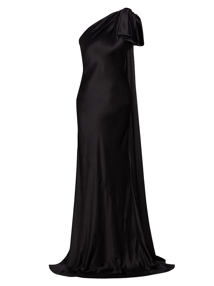 Silk One-Shoulder Gown