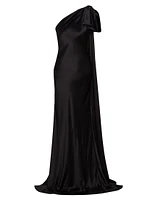 Silk One-Shoulder Gown