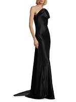 Silk One-Shoulder Gown