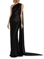 Silk One-Shoulder Gown