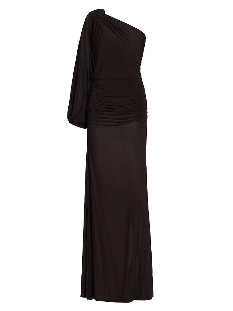 Farah One-Shoulder Ruched Maxi Dress