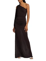 Farah One-Shoulder Ruched Maxi Dress